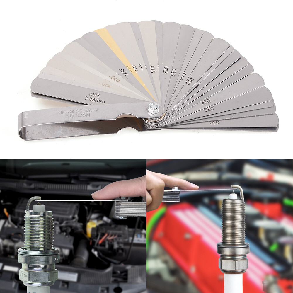 32 Blade Feeler Filler Gauge Spark Plug Gap Metric Imperial Measuring Brass Tool