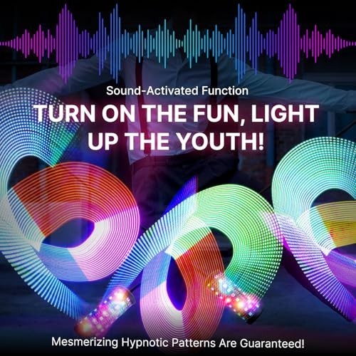 USB Rechargeable LED Poi Stick - 241 Light Modes, Customizable Colors for Rave &