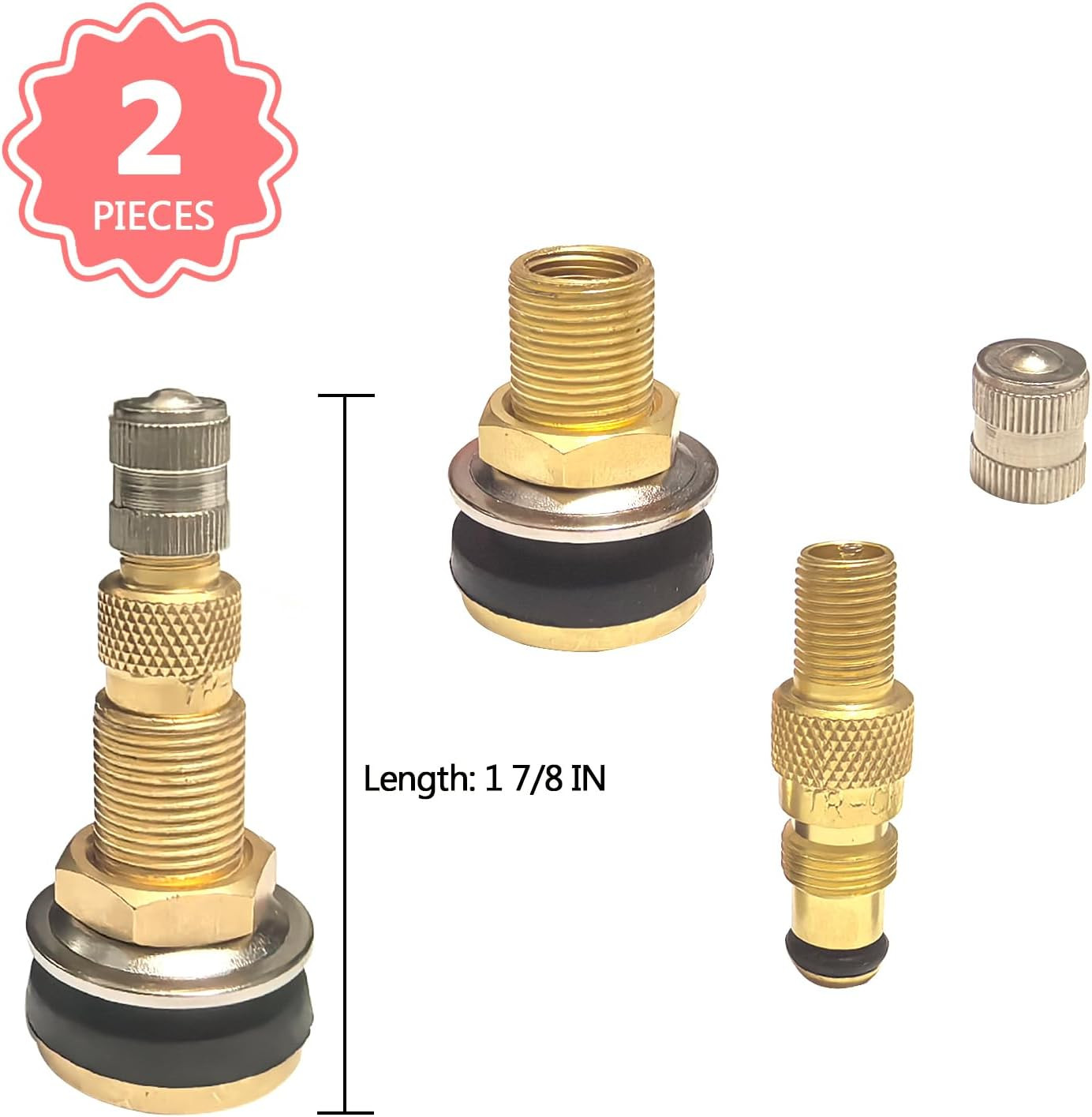 TR618A Heavy-Duty Clamp-In Tubeless Air Liquid Tractor Valve Stems - 2-Pack for