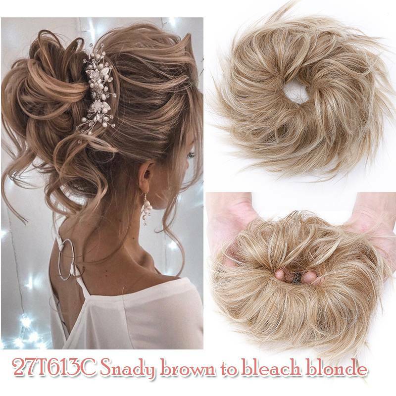 THICK X-LARGE Messy Bun Hair Piece Scrunchie Updo Wrap Hair Extensions as Human