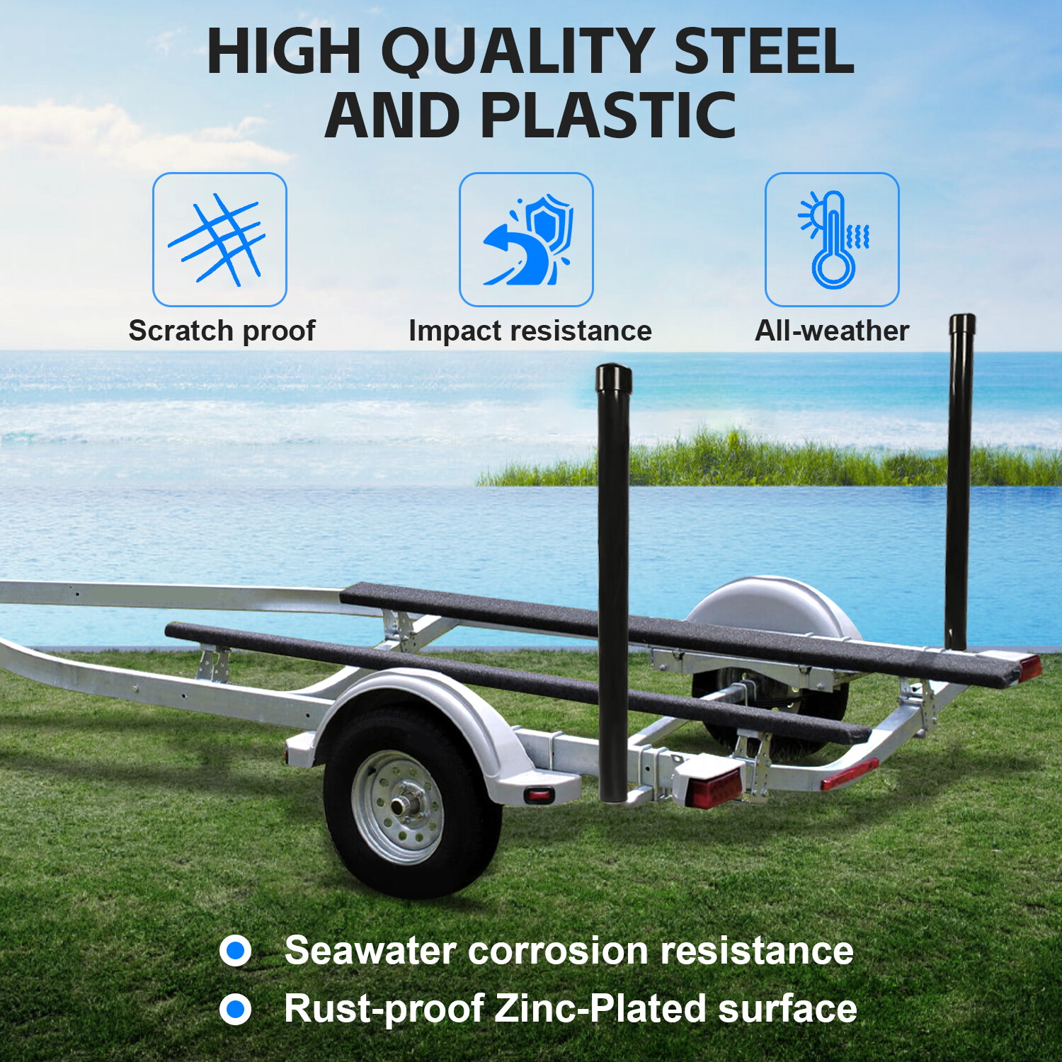 Pair Boat Trailer 40" Guide On Post W/ PVC Poles For Sailboat Trailer