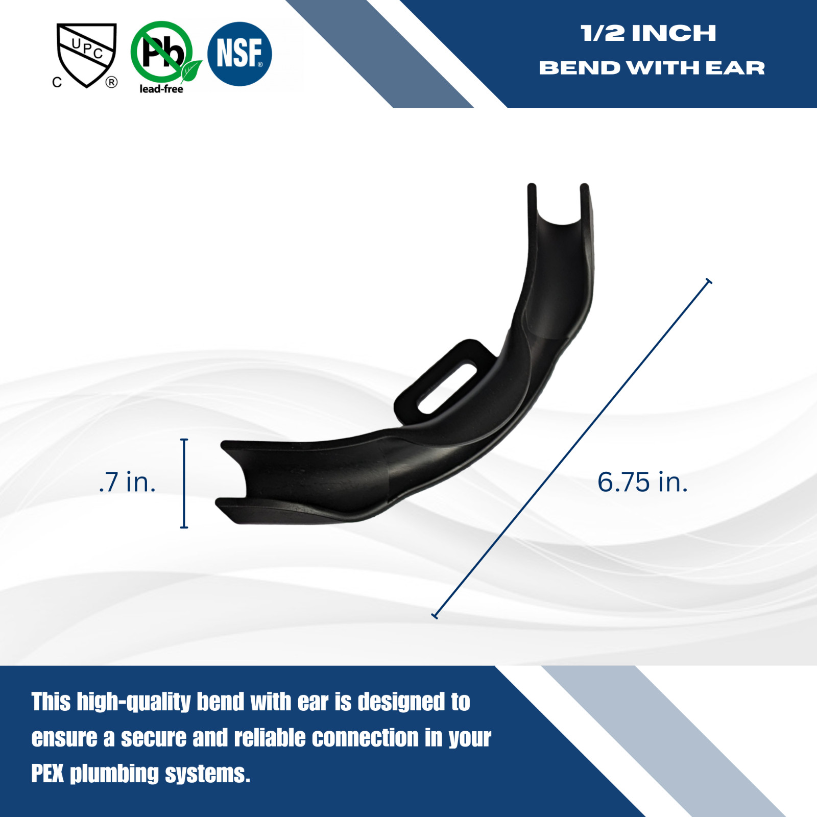 1) 3/8" - 1/2" PEX TUBING BEND SUPPORTS W NAIL TAB HEAVY DUTY REINFORCED PLASTIC