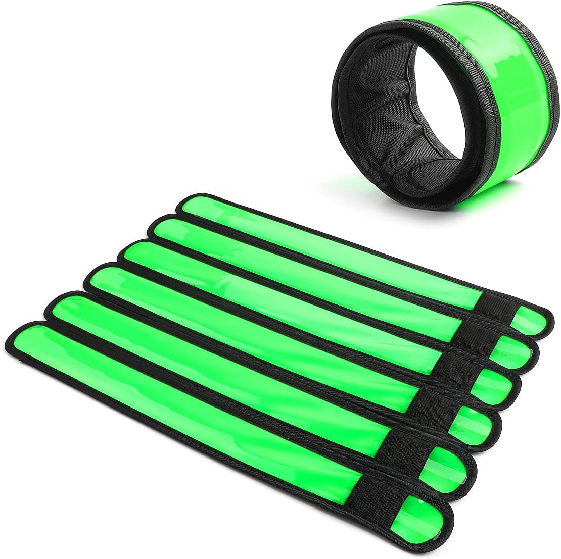 Pack of 6 LED Light up Band Slap Bracelets Night Safety Wrist Band for Cycling W