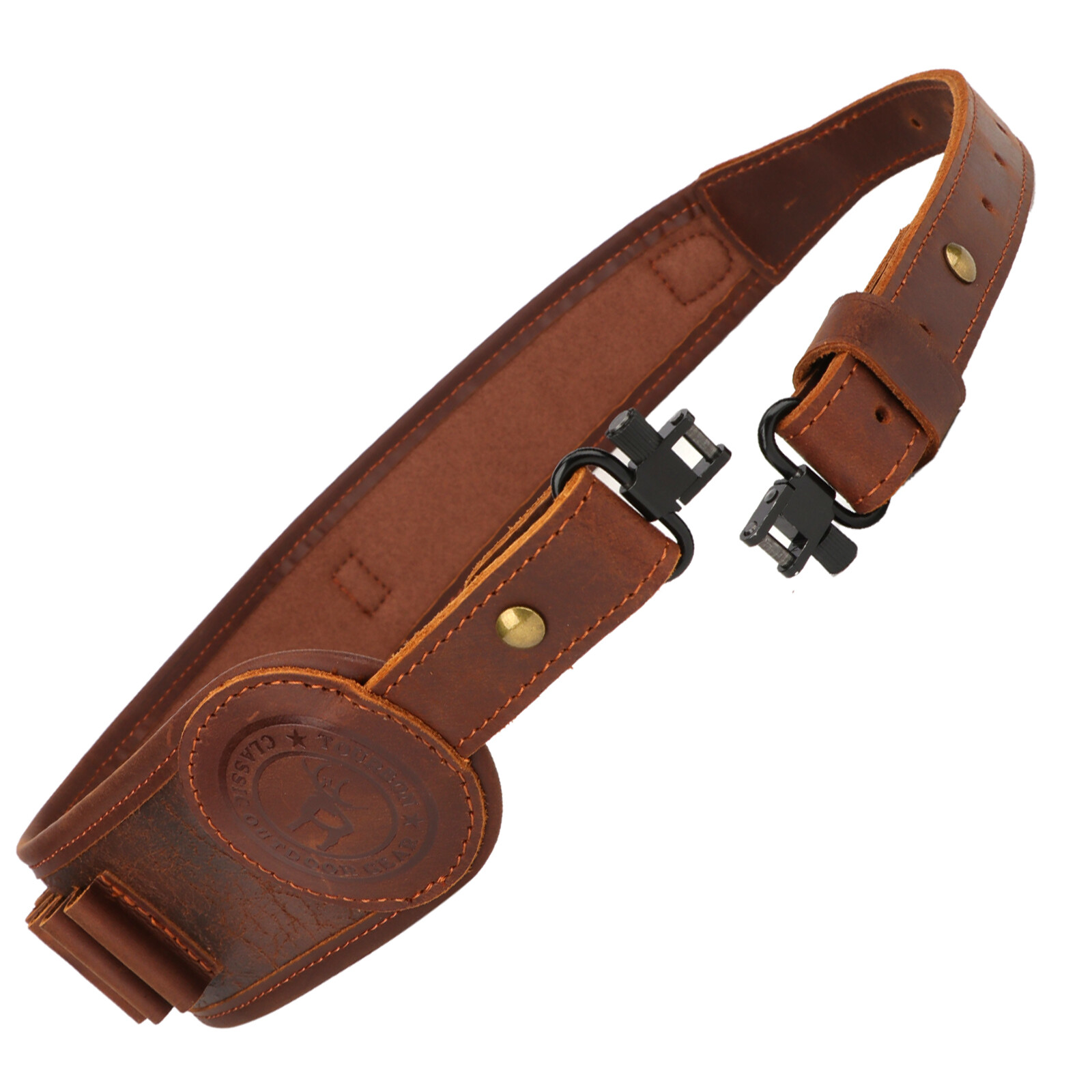 Tourbon PU Leather Rifle Sling Gun Shell Loops Hunt Ammo Strap .308.30-06,45-70