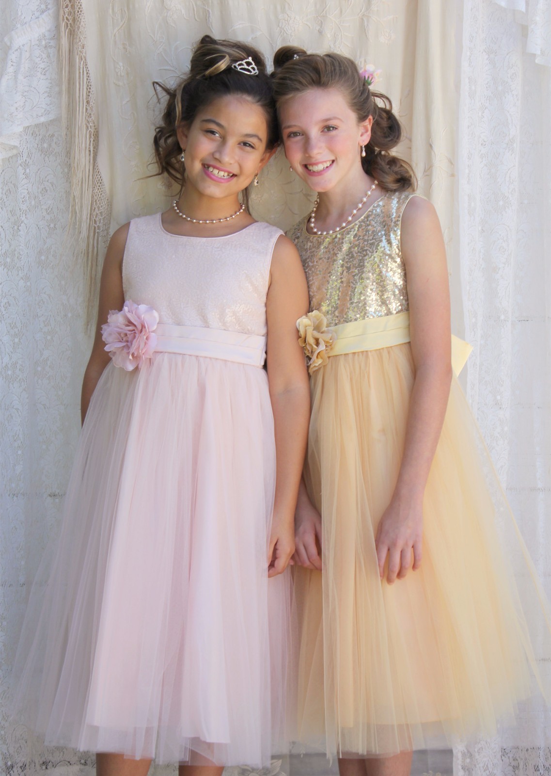 Sequins Mesh Flower Girl Dresses Birthday Wedding Pageant Communion Toddler 124