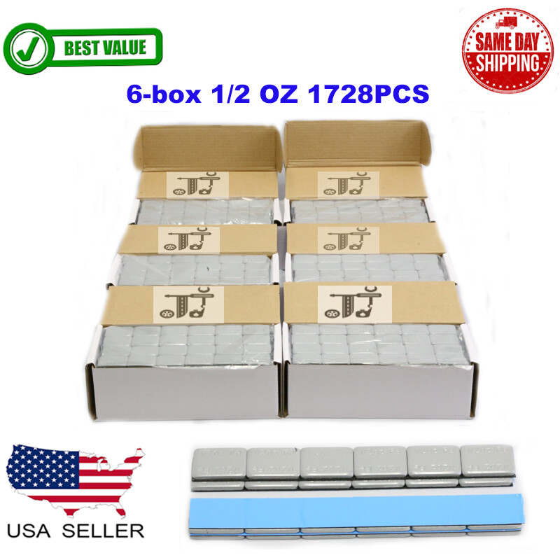 6 BOX 1/2 OZ GRAY WHEEL WEIGHTS STICK-ON ADHESIVE TAPE 54 LBS LEAD-FREE