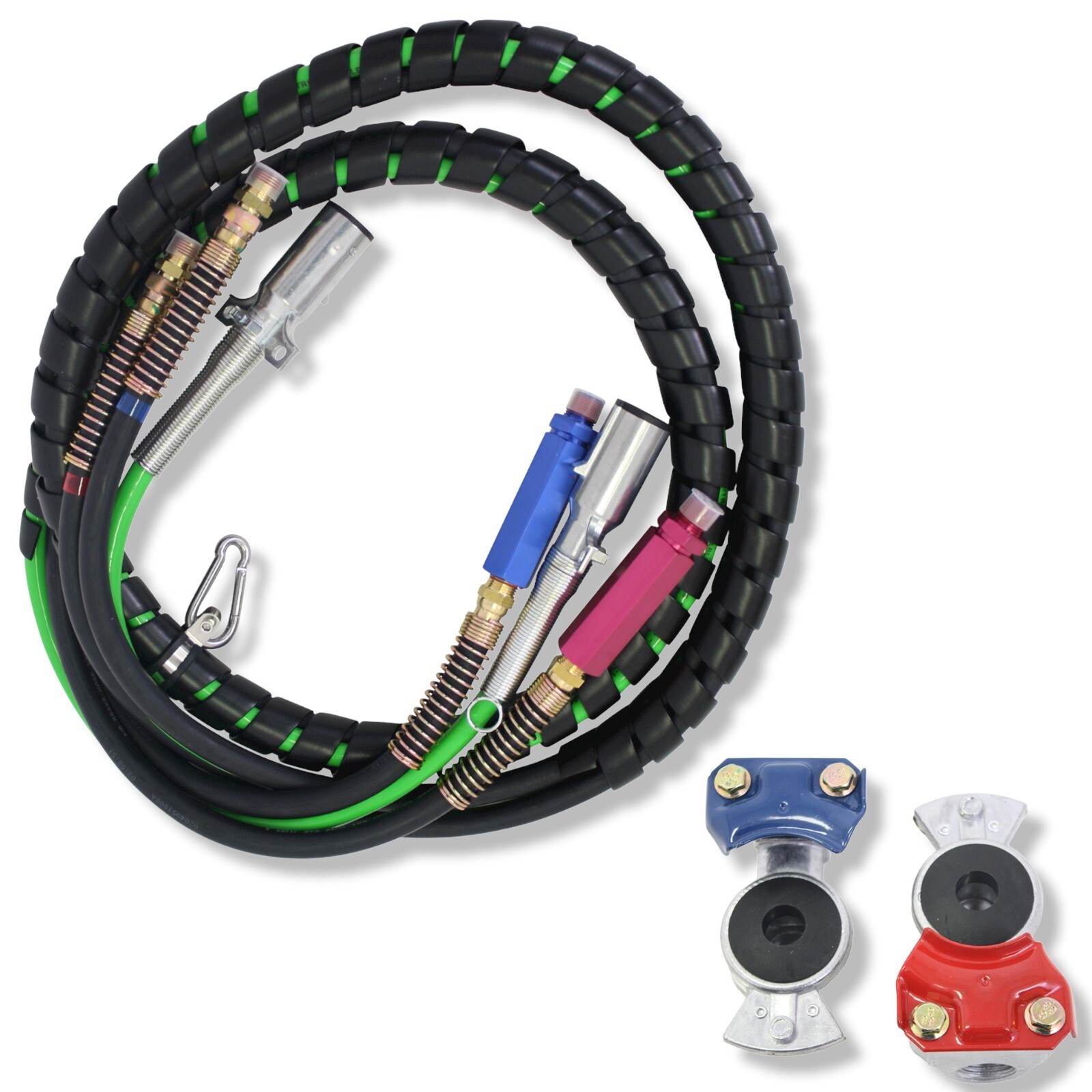 3-In-1 Air Line Hose Electric Cable Wrap Semi Trailer ABS 12 Foot 7 Way