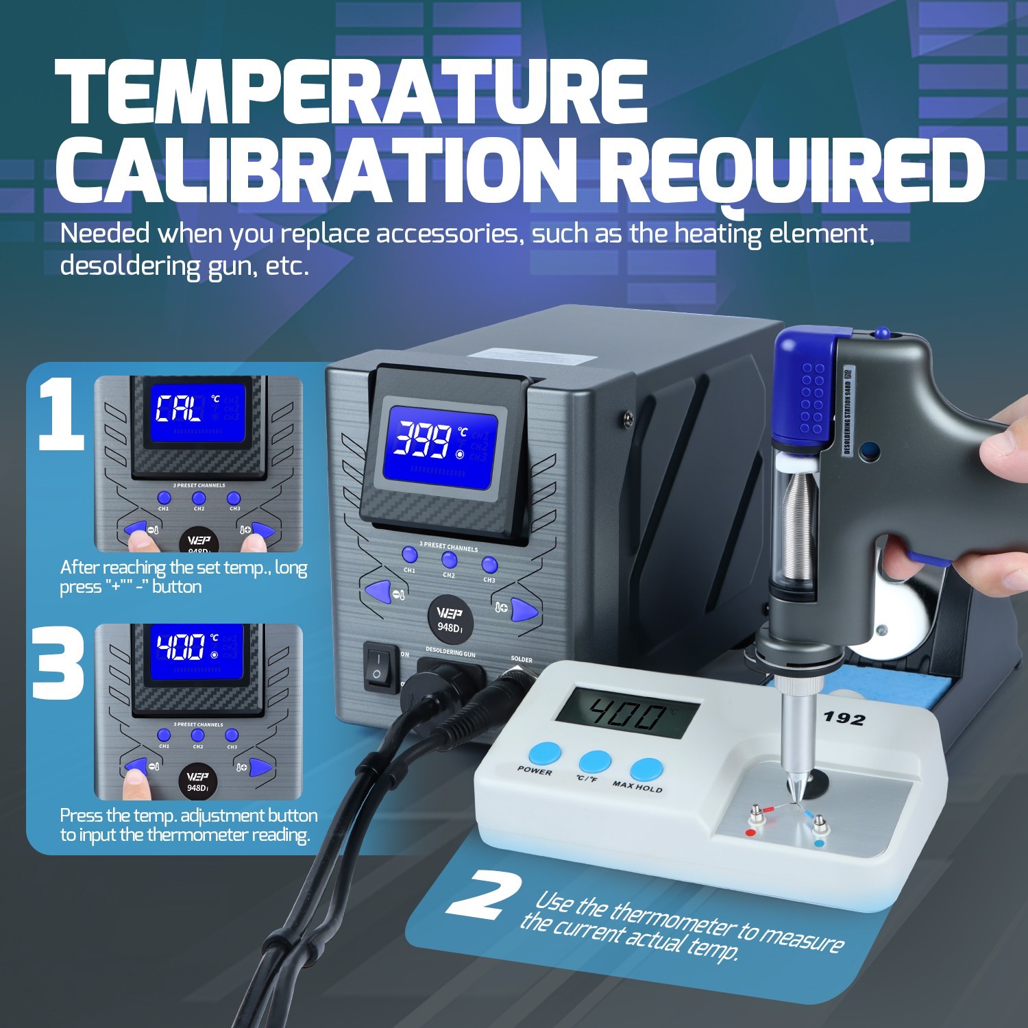 WEP 110W Desoldering Station Vacuum Sunction Tin Gun For Multi-Layer Board