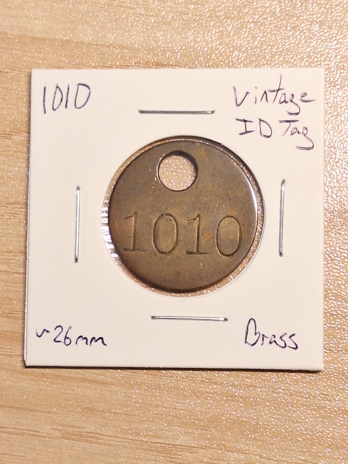 Vintage Unique Brass Identification Tag Unknown Origin About 26mm