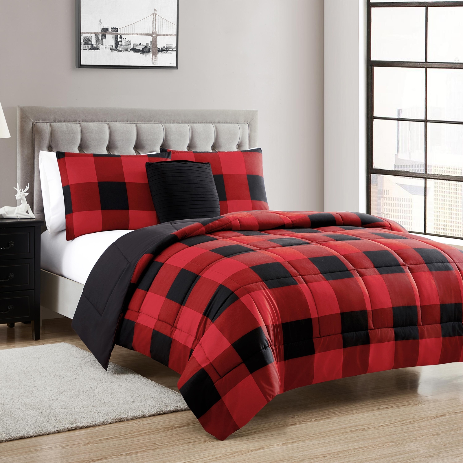 8 Piece Buffalo Plaid Check Bed in a Bag Comforter and Sheet Set