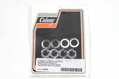 ROCKER SHAFT END NUT KIT (Chrome) - Fits: Harley Knucklehead 1936-47 . . 9840-8