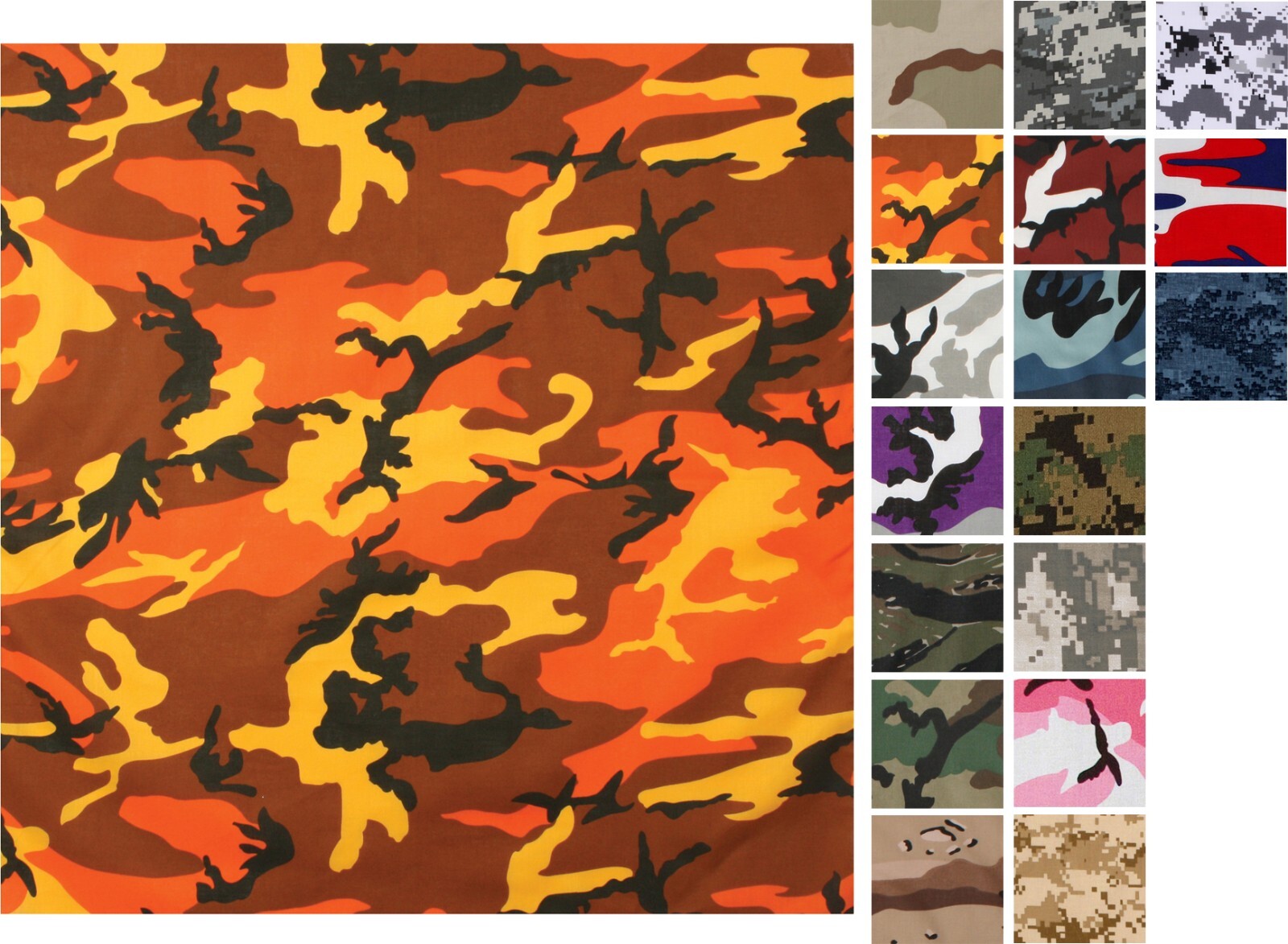 Camo Bandana Cotton Sport Biker Head Face Wrap Camouflage Tactical Bandanna 22"