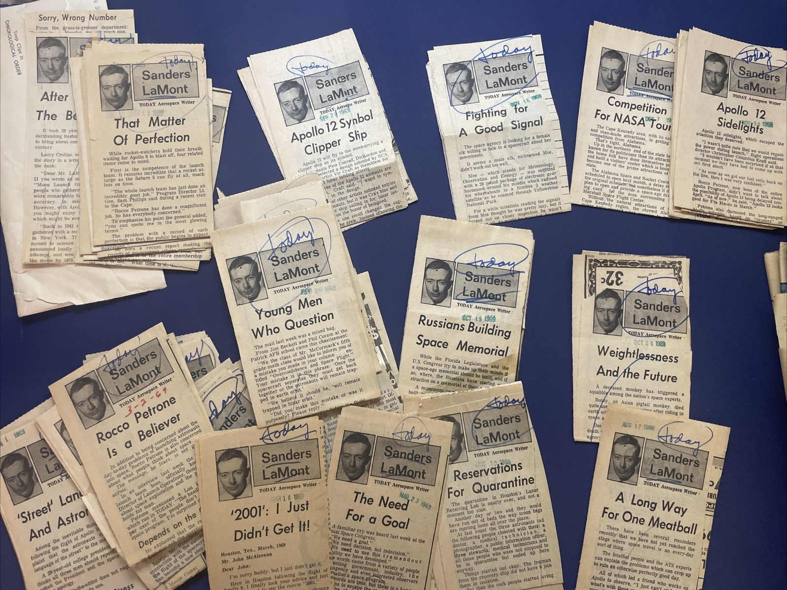 Vintage NASA Space Collectible Lot/Scrapbook - Sanders LaMont Aerospace Writer