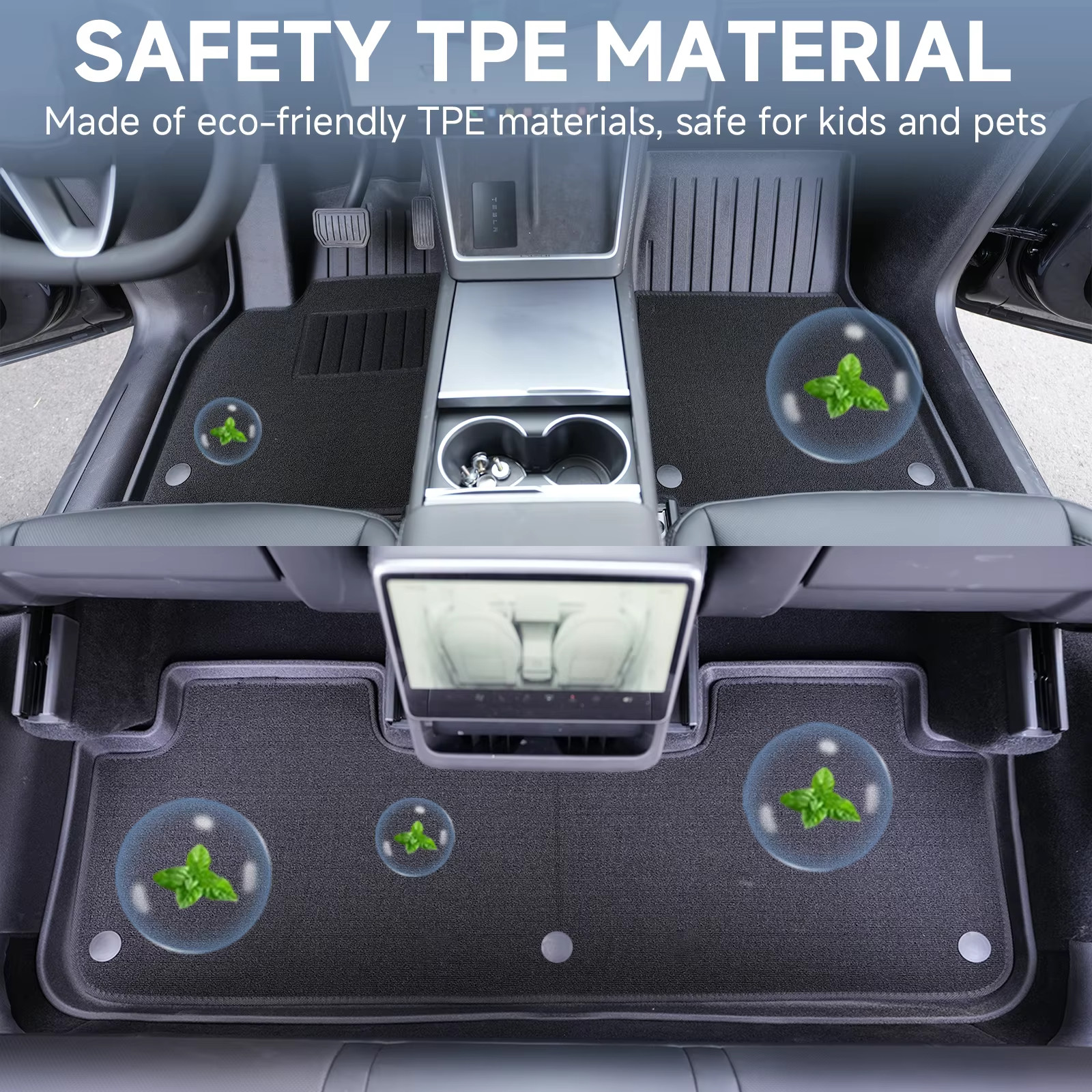 For Tesla Y Juniper 2025-2026 TPE Floor Mats Waterproof Anti-Slip Cargo Liner