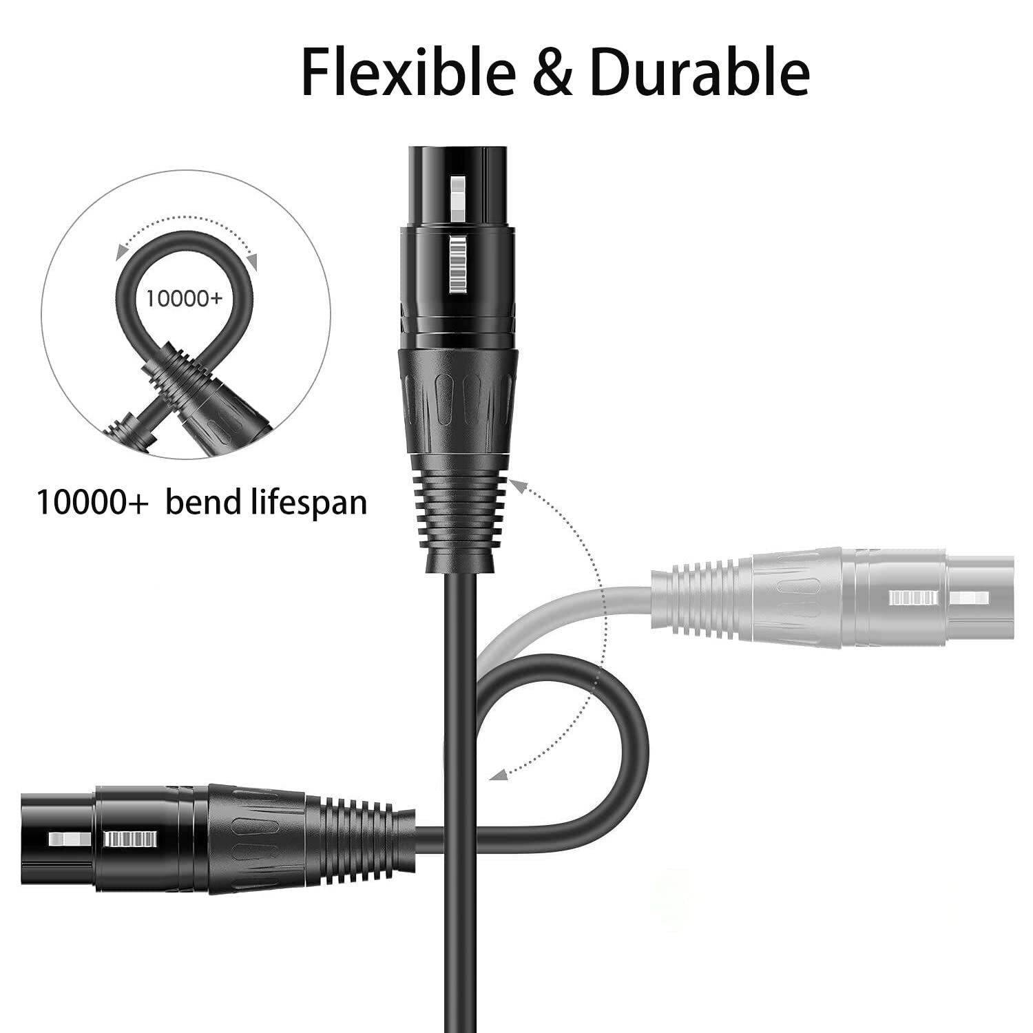 Premium XLR Male to Female All Sizes Microphone Cable Balanced 3 Pin Pro Grade