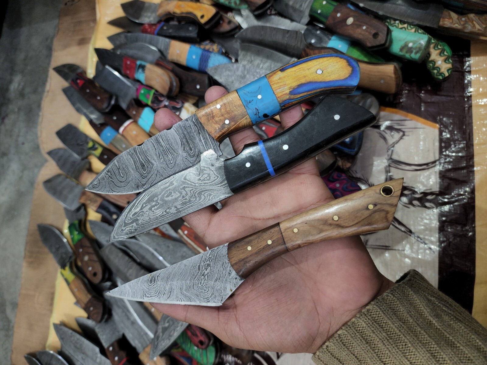 Lot of 50 Custom Handmade Damascus Steel 8" Full Tang Skinner Hunting Knifes USA