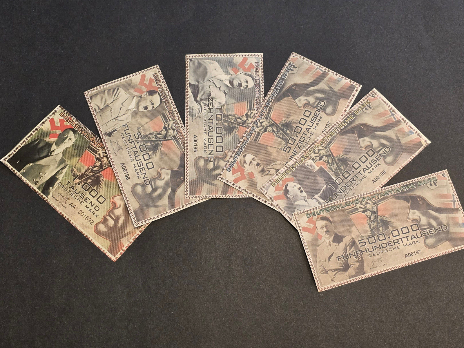 THIRD REICH NOVELTY CURRENCY Lot Adolf Hitler Banknotes Reichsbanknotes