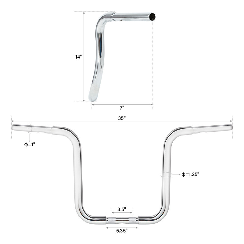 12''/14''/16"/18'' Ape Hanger 1 1/4" Handlebar Fit For Harley Softail FLST FXST