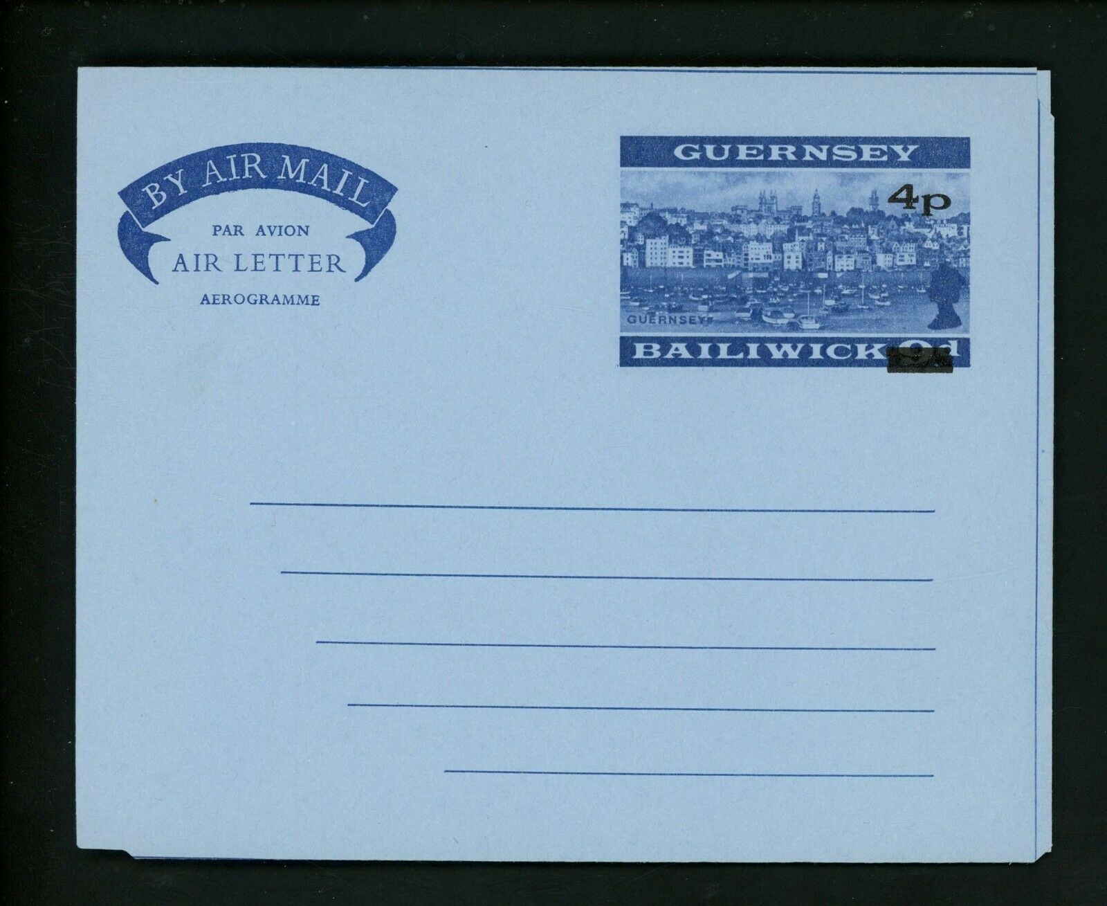 Postal Stationery Guernsey H&G #FG2 airmail letter sheet 1969 Vintage