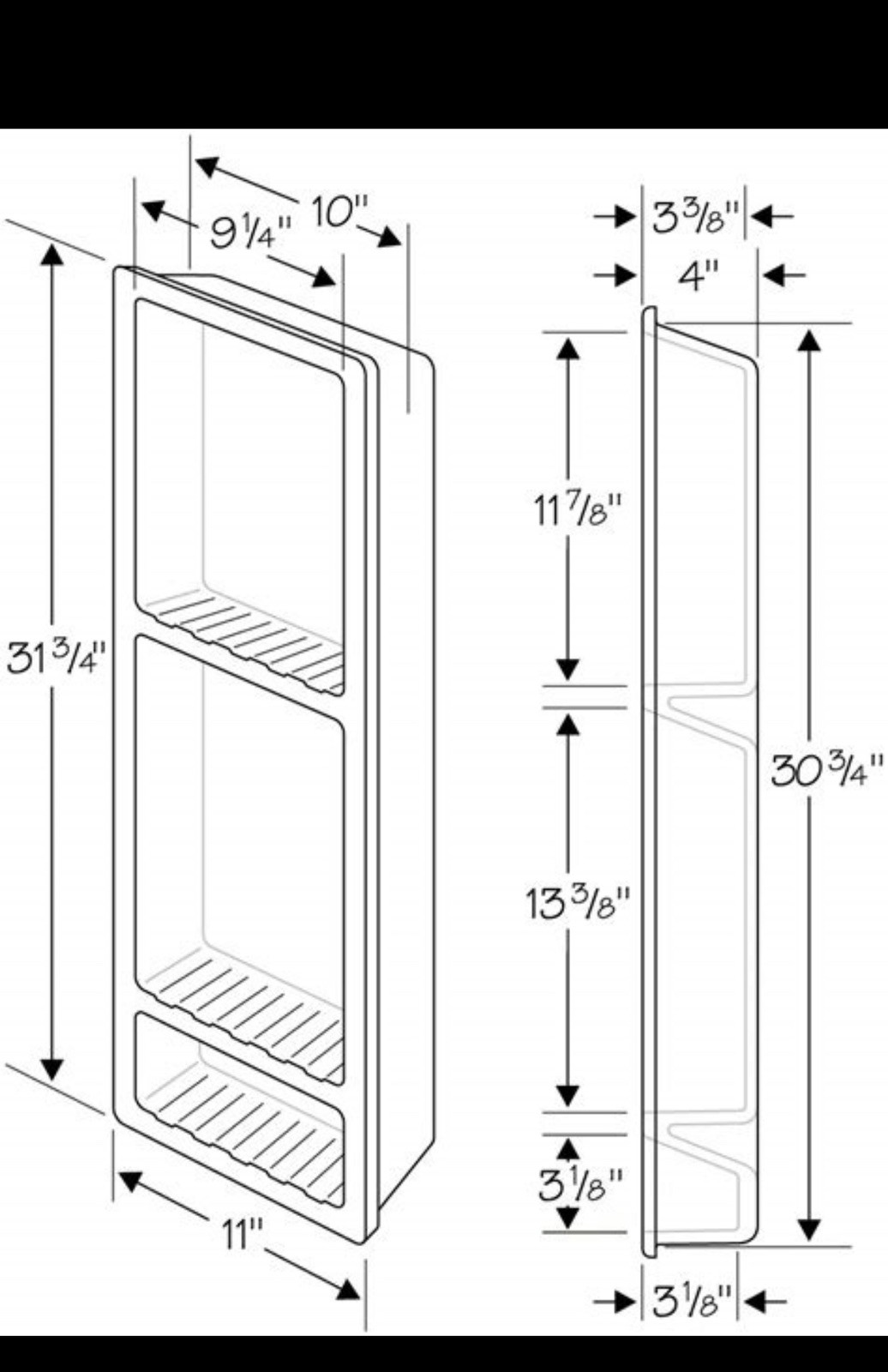 NEW Onyx Liberty Tower Recessed Shower Caddy –Glacier Bright Wh  3 Shelf Niche