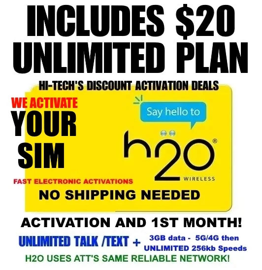 H2O SIM ACTIVATION  READ! --  YOUR SIM 💥 MONTH $20 Plan  ✅ ACTIVATED TODAY! ✅