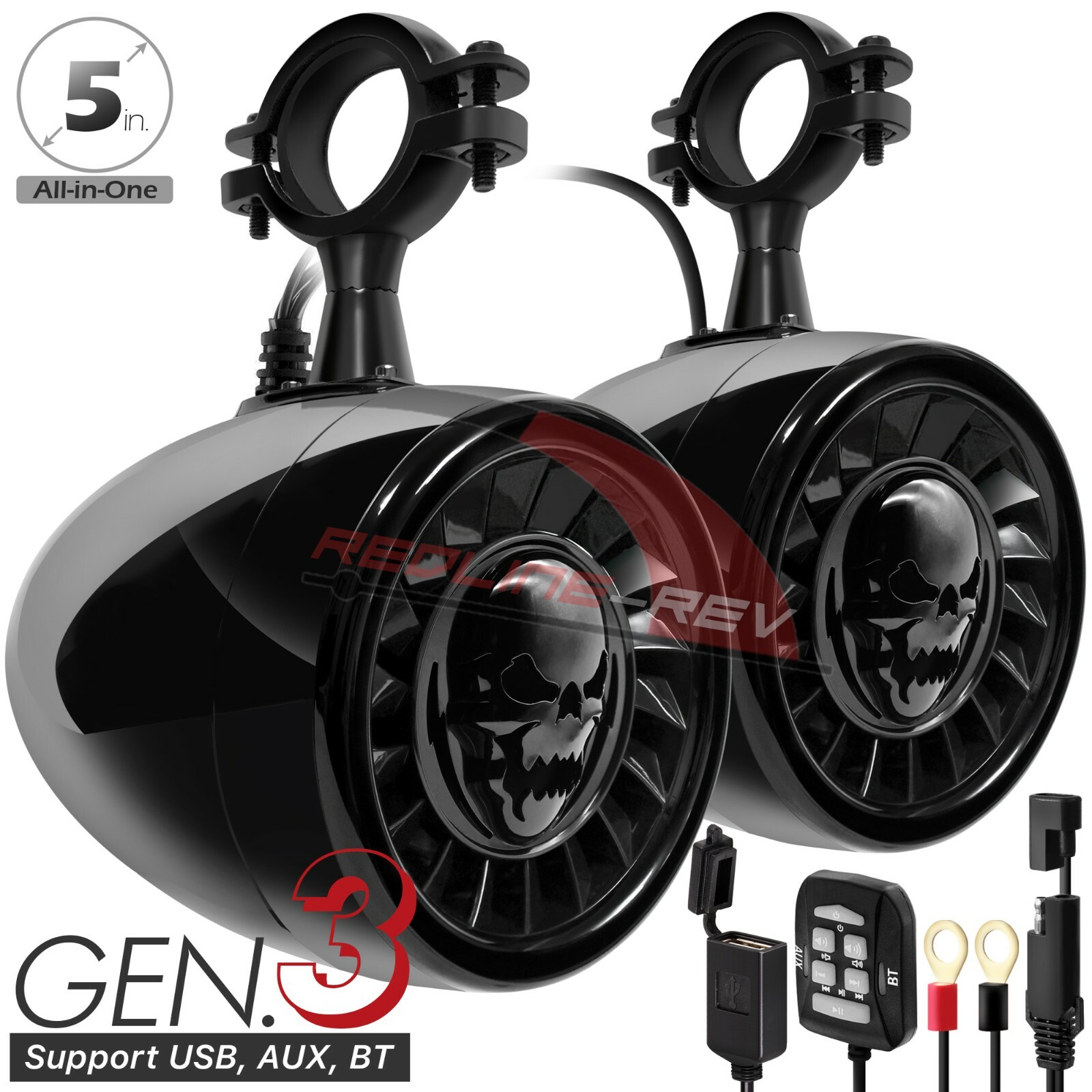 600W Amplifier Bluetooth Stereo Speakers Audio System Harley Motorcycle ATV UTV