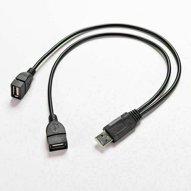 USB 2.0 A Male To 2 Dual USB Female Jack Y Splitter Hub Power Cord Adapter Cable