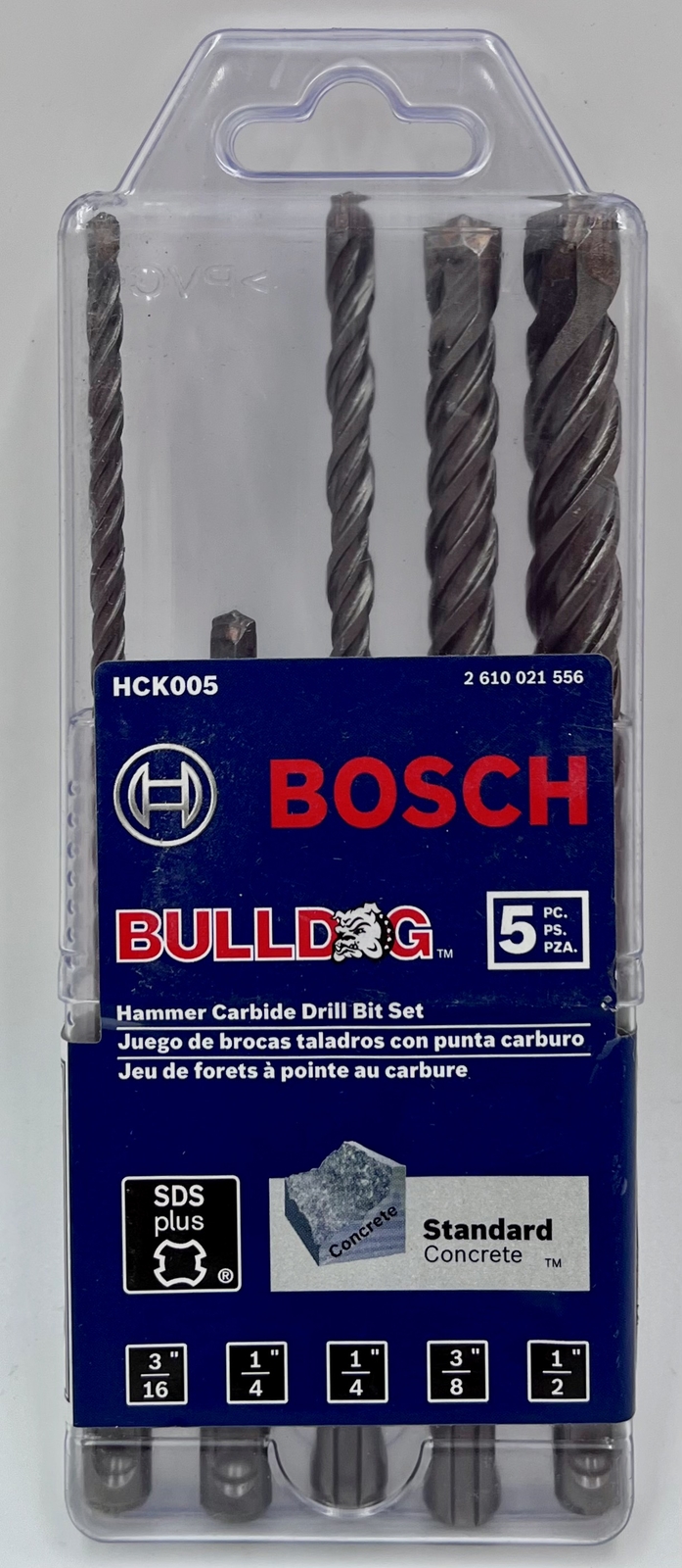 Bosch HCK005 5-Piece S4L SDS-plus Rotary Hammer Drill Bit Set