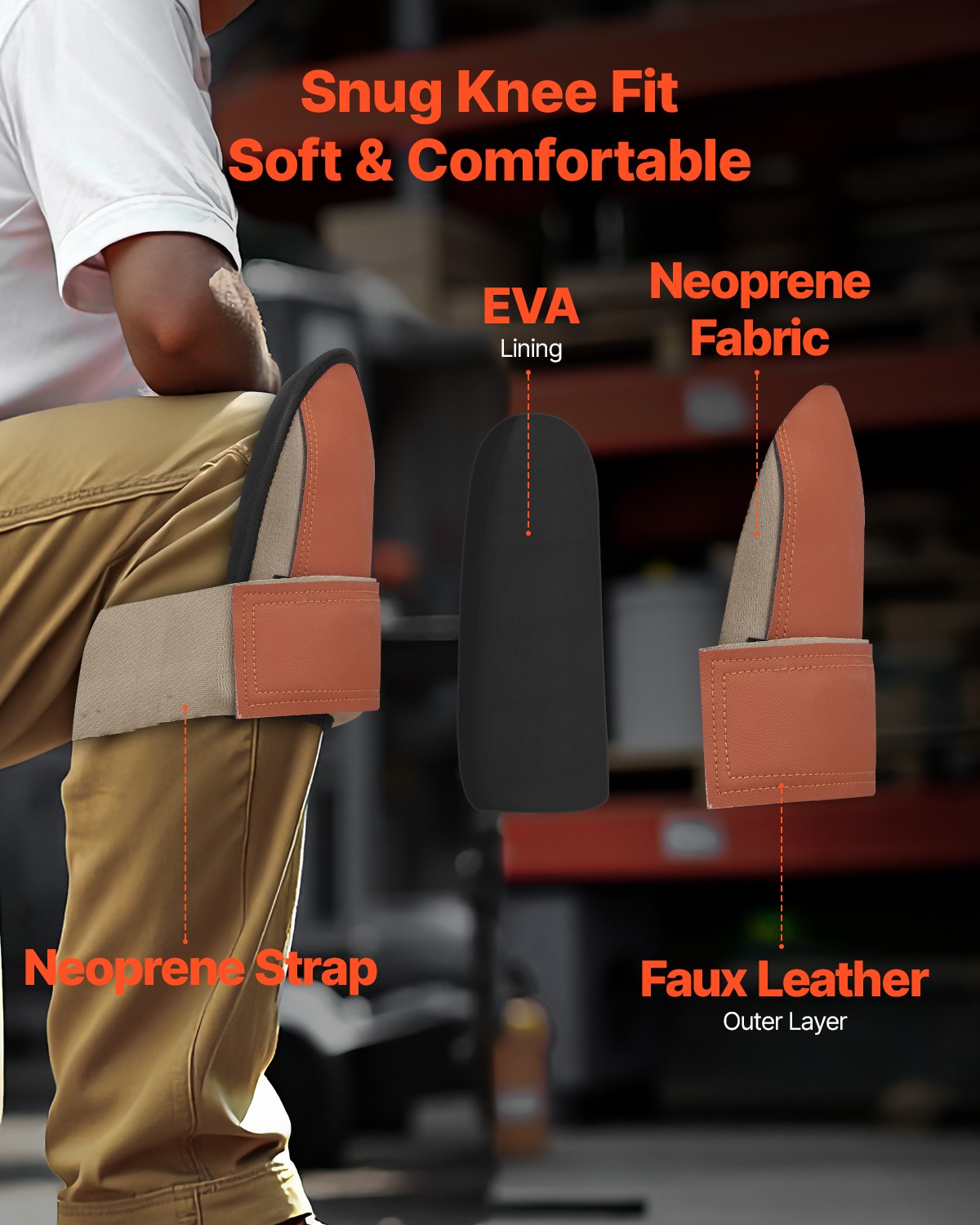 VEVOR Knee Pads for Work Durable Leather Construction Pads Washable Extra Thick