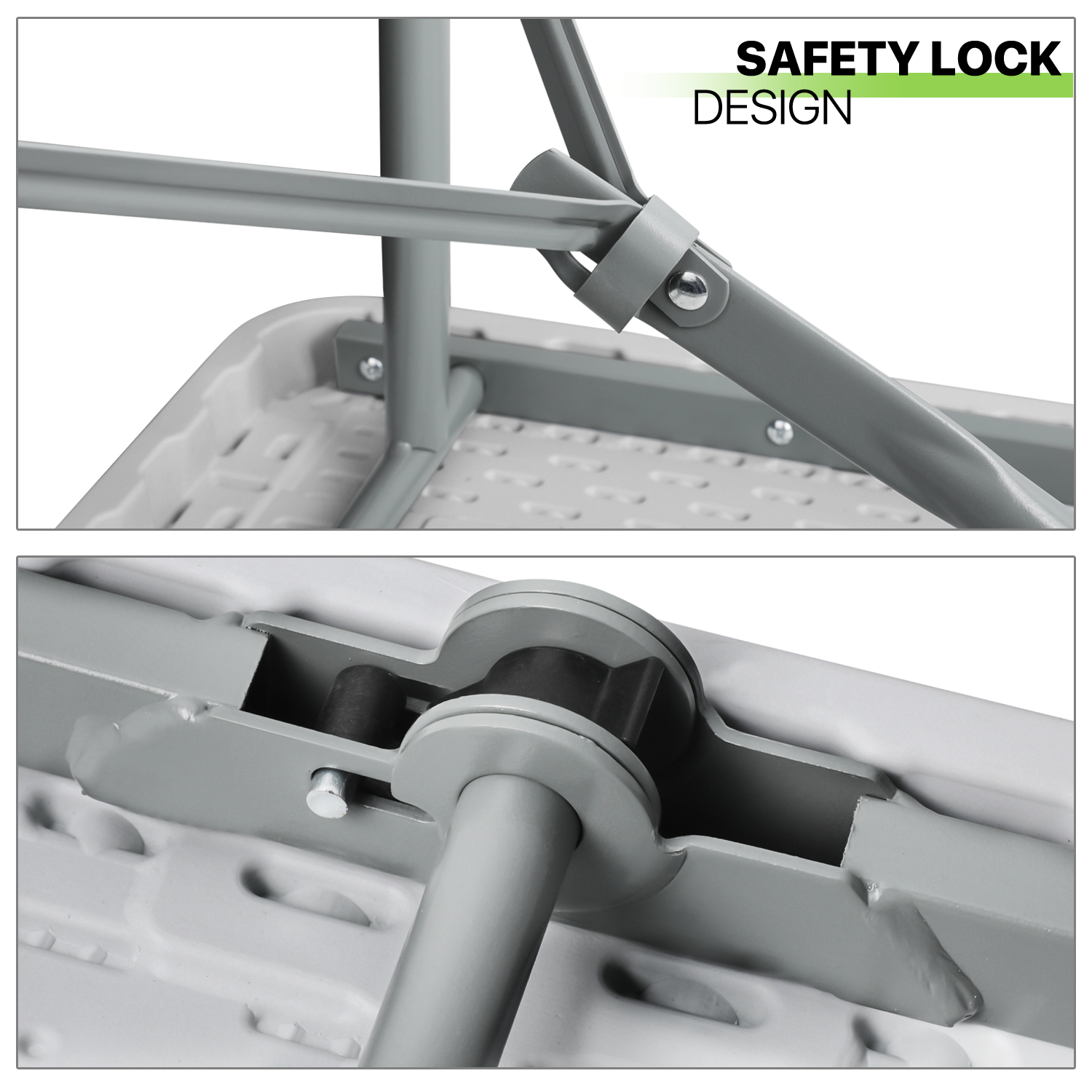 4ft Grey Portable Folding Home Plastic Table Adjustable Foot Camping Picnic Desk