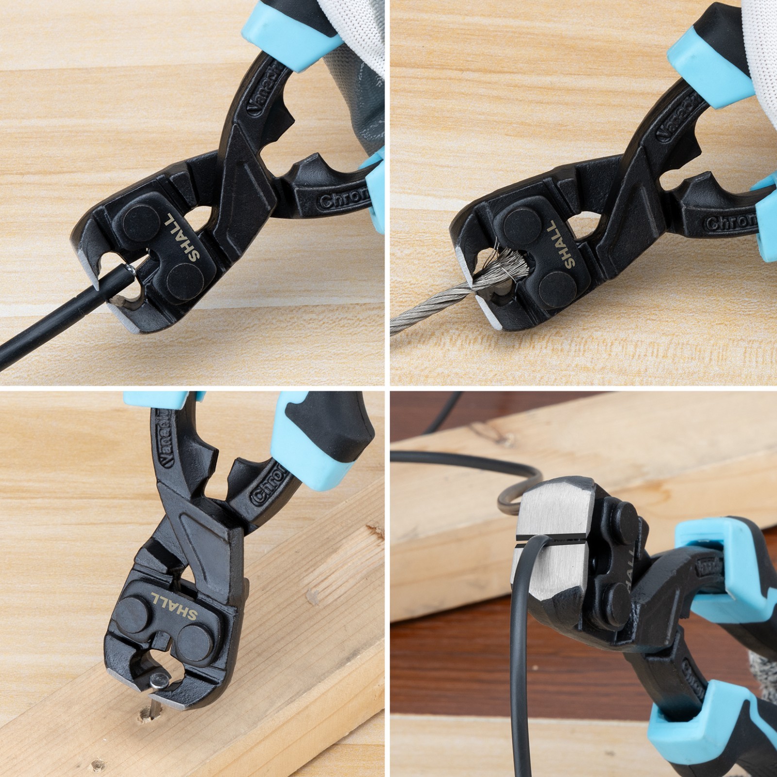 SHALL 8-Inch Nail Puller, 8" End Cutting Pliers, Two-Color Ergonomic Handle