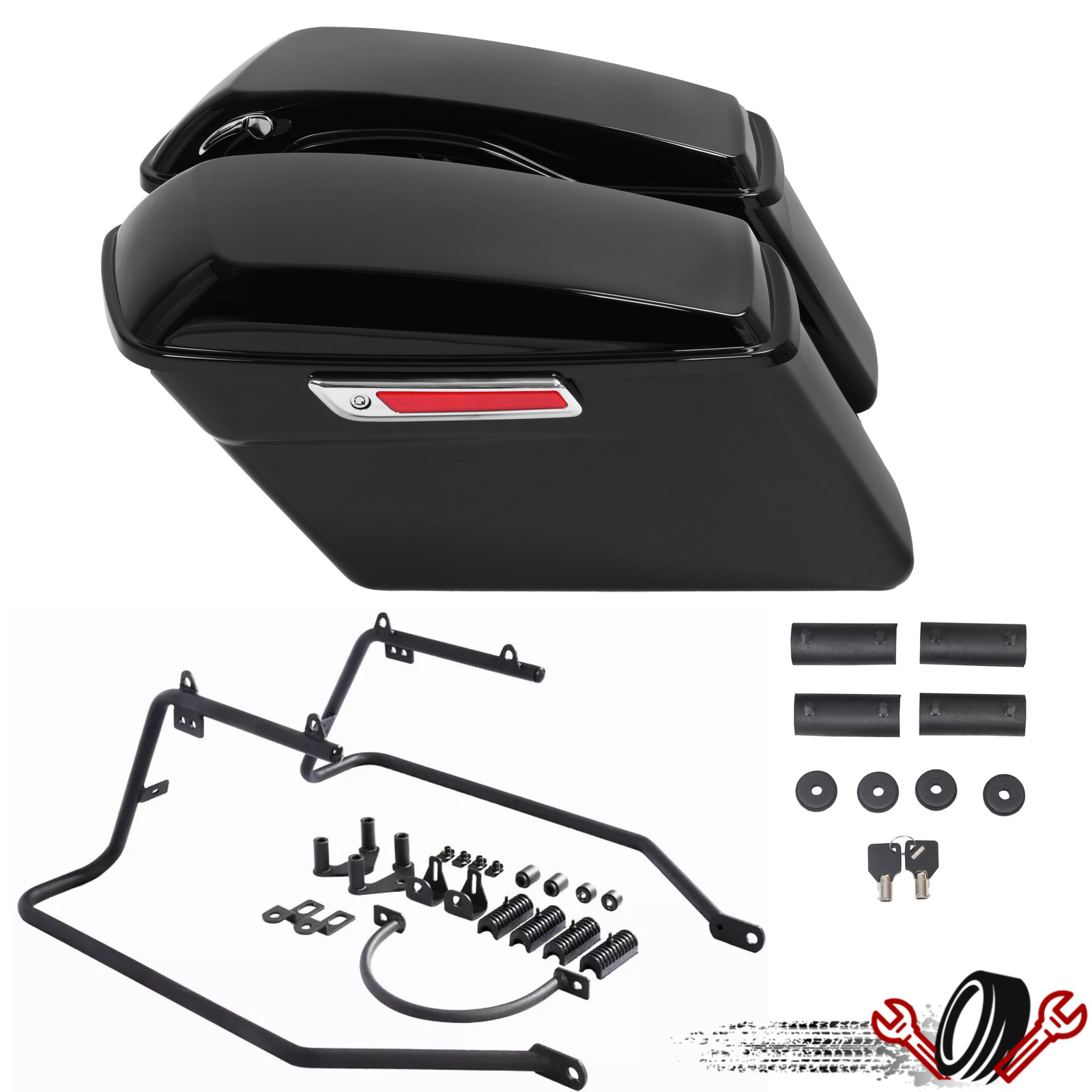 Black Hard Saddlebags Saddle Bag Conversion Brackets For Harley Sportster 04-14