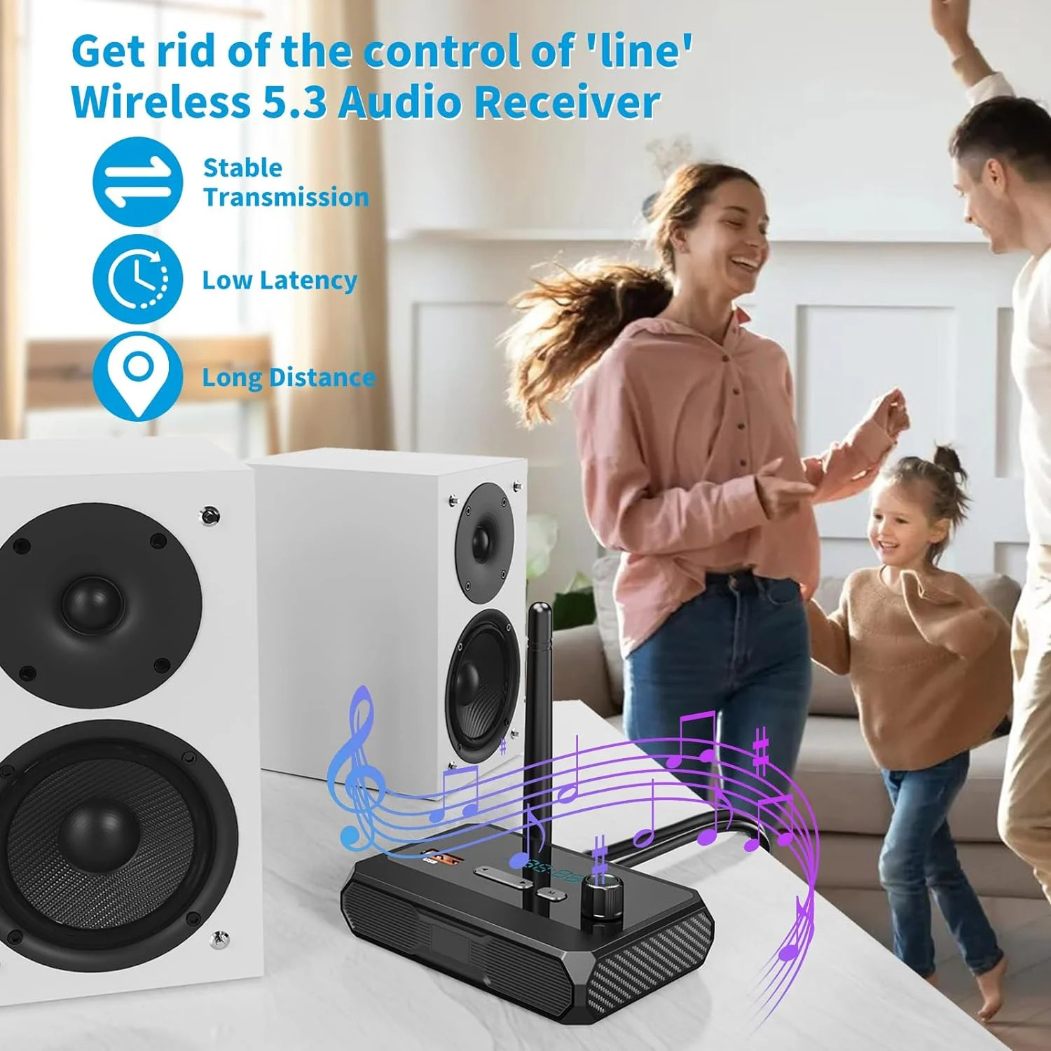 Bluetooth 5.3 Home Stereo Audio Receiver AUX USB Optical HD Music to RCA Adapter