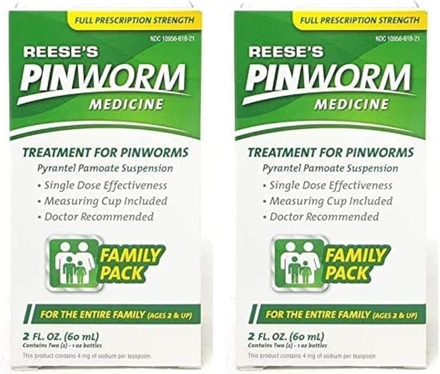 Reese's Pinworm Medicine Family Pack Full strength, 2 fl oz. 2 PACK
