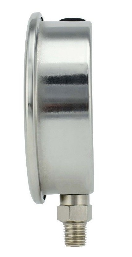 4" Pressure Gauge, Stainless Steel Case, Liquid Filled, Lower Mnt 160 PSI