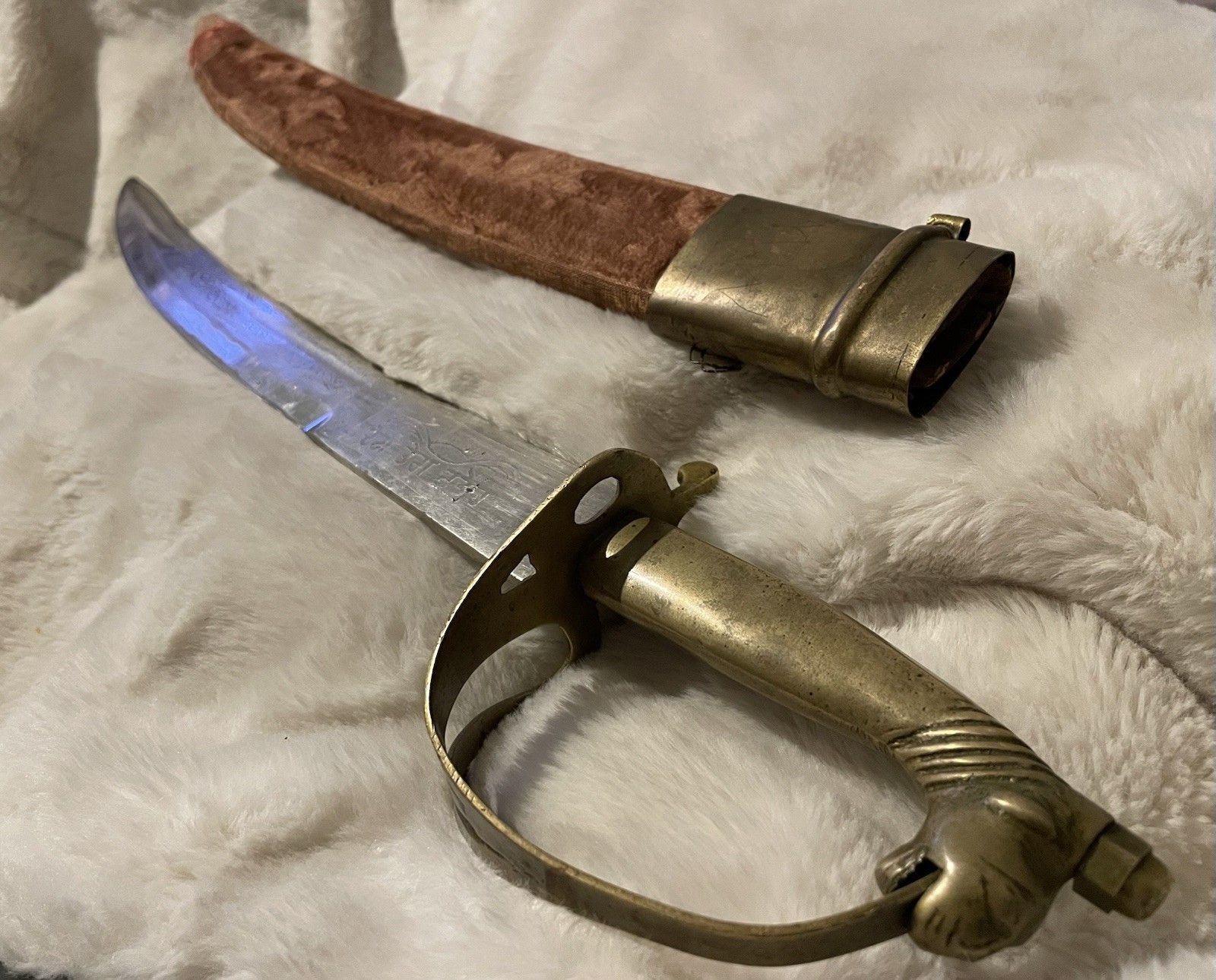 VIntage Shamshir India Dress Sword with Brass Scabbard 22”