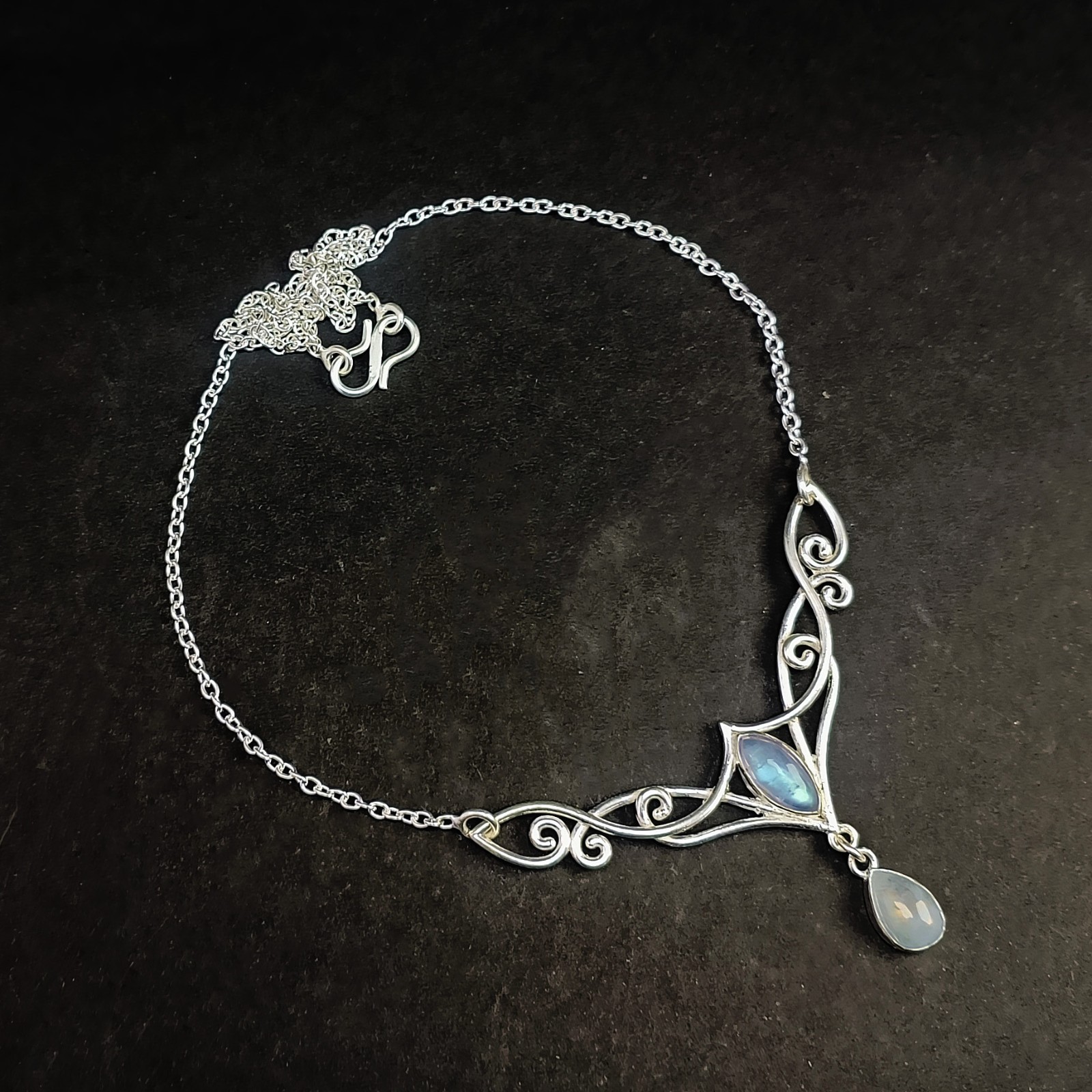 Rainbow Moonstone Jewelry 925 Sterling Silver handmade Gift Necklace 18"