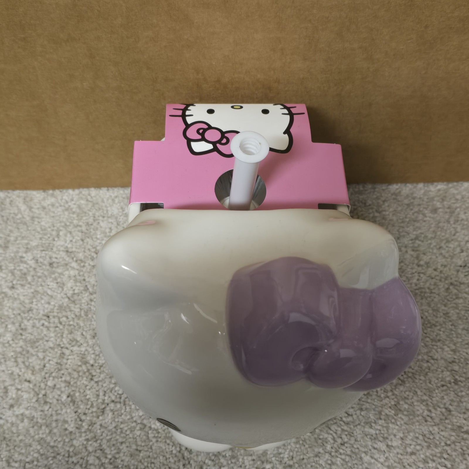 Hello Kitty Lavender Ceramic Toilet Brush & Holder Bathroom Decor NEW