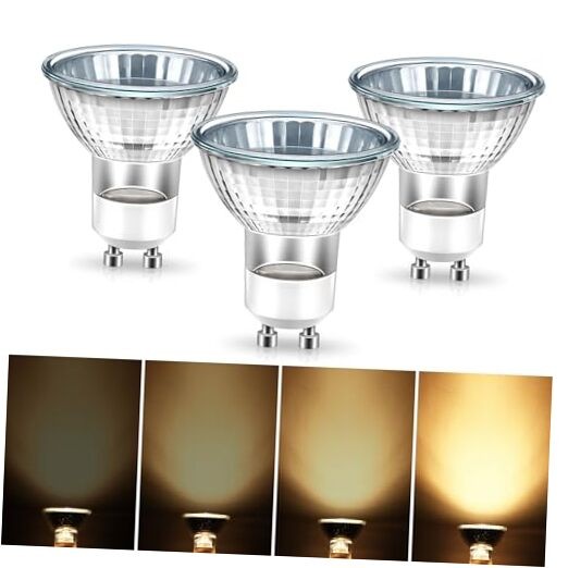 GU10 Halogen 50W Bulbs, 120V Halogen Light Bulb, Gu10 Base 3 Pack Warm White