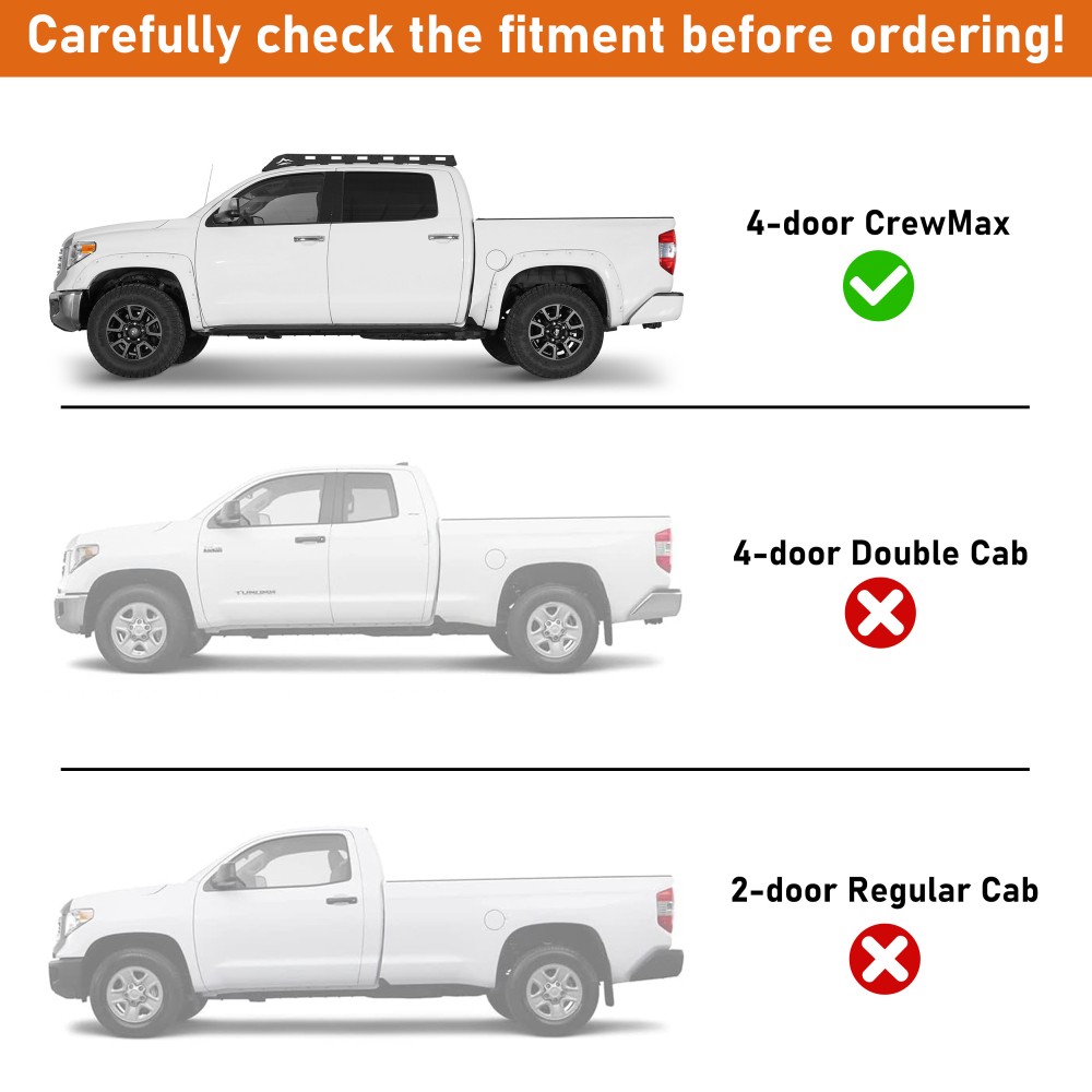 Fit 2007-2021 Toyota Tundra Crew Cab 4-door 2Pcs Steel Tube Slider Rocker Guards