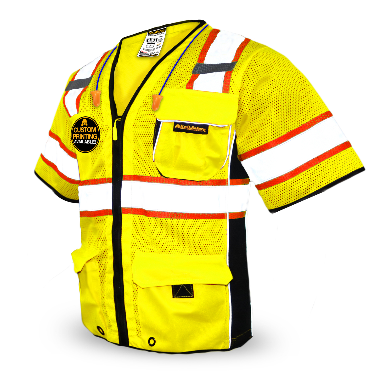 KwikSafety EXECUTIVE Hi Vis Reflective ANSI PPE Surveyor Class 3 Safety Vest