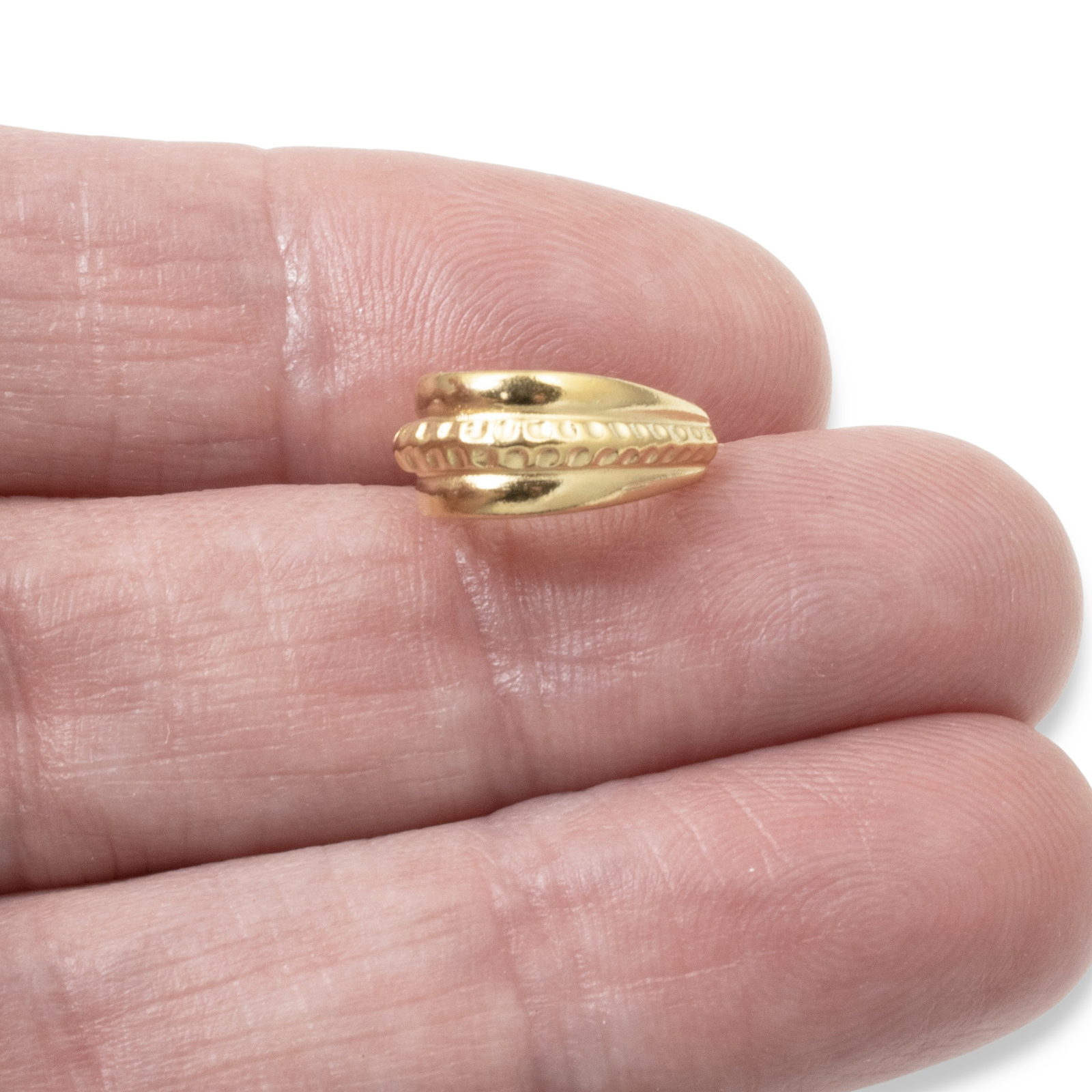 2-Pack Gold Large Hammered Pinch Bail, TierraCast Pewter Pendant Holder