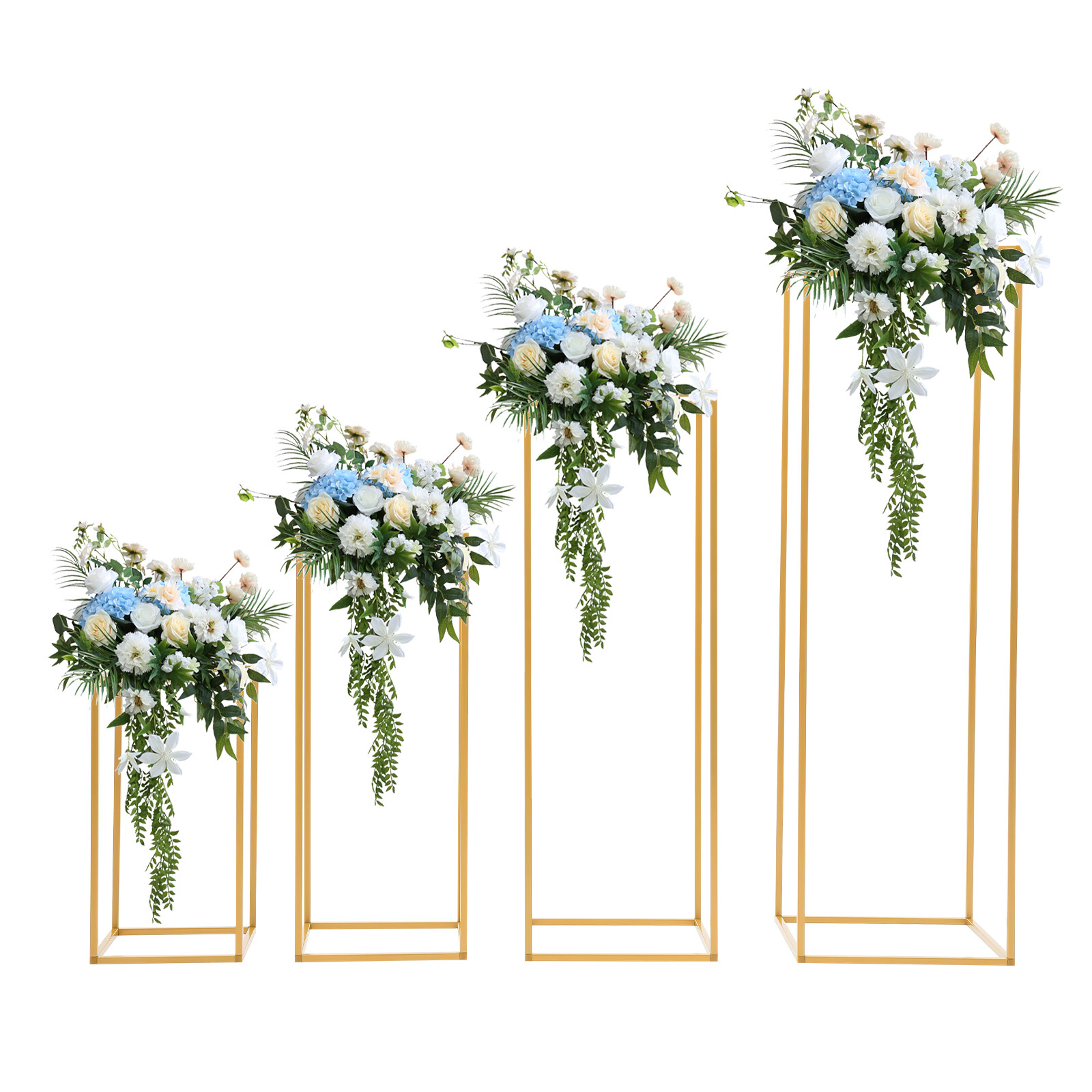 4Pcs Gold Metal Flower Stand Flower Holder Display Shelf For Wedding Party Decor