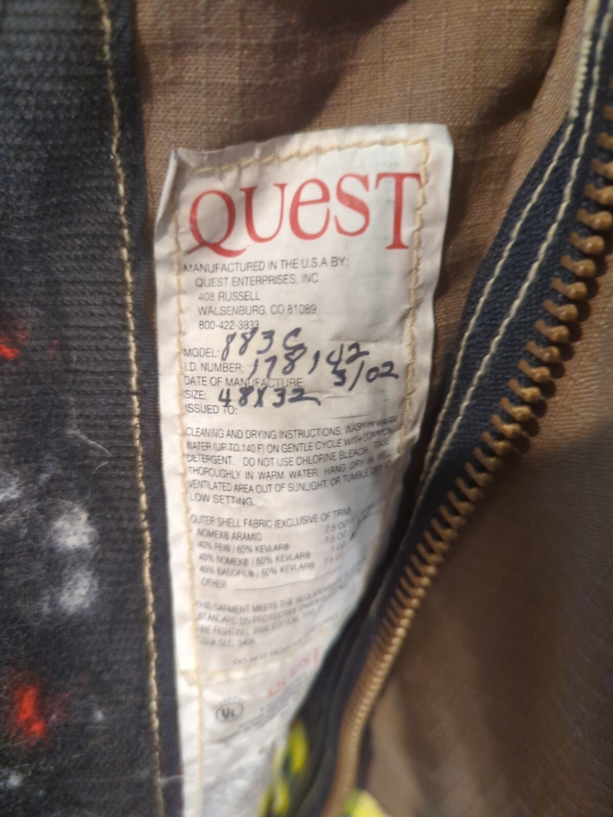 Vintage Retired Firefighter Turnout JACKET FIRE COAT USED 48 X 32