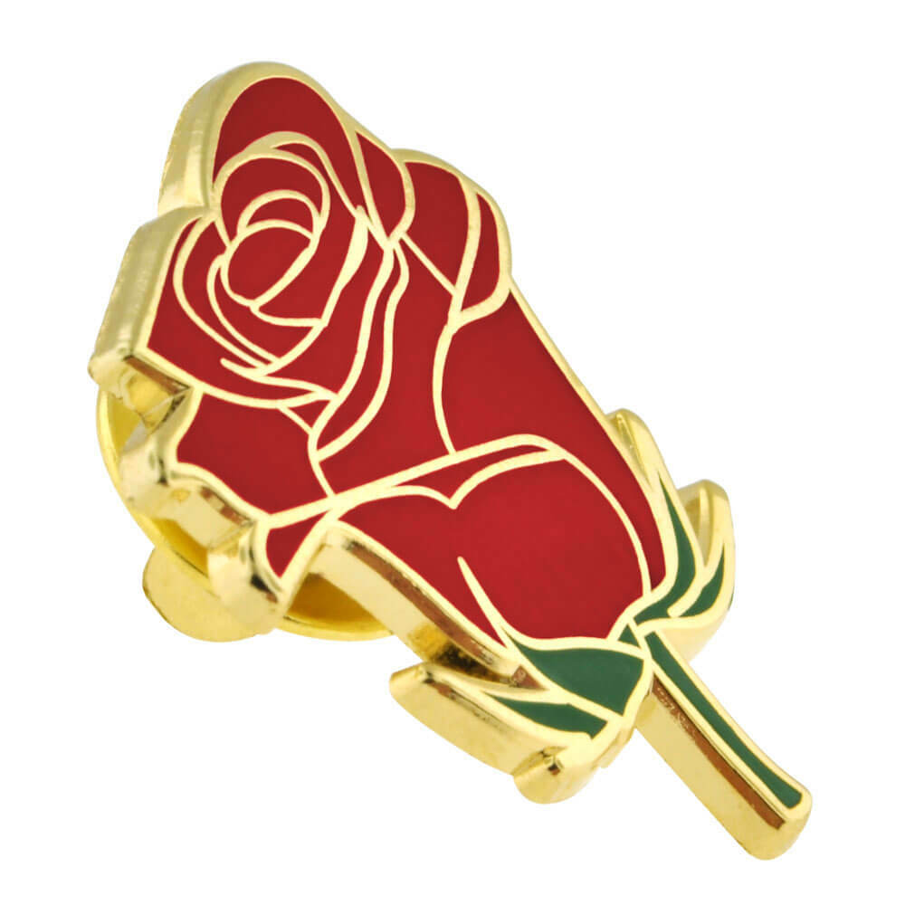 PinMart's Red Rose Flower Boutineer Trendy Enamel Lapel Pin