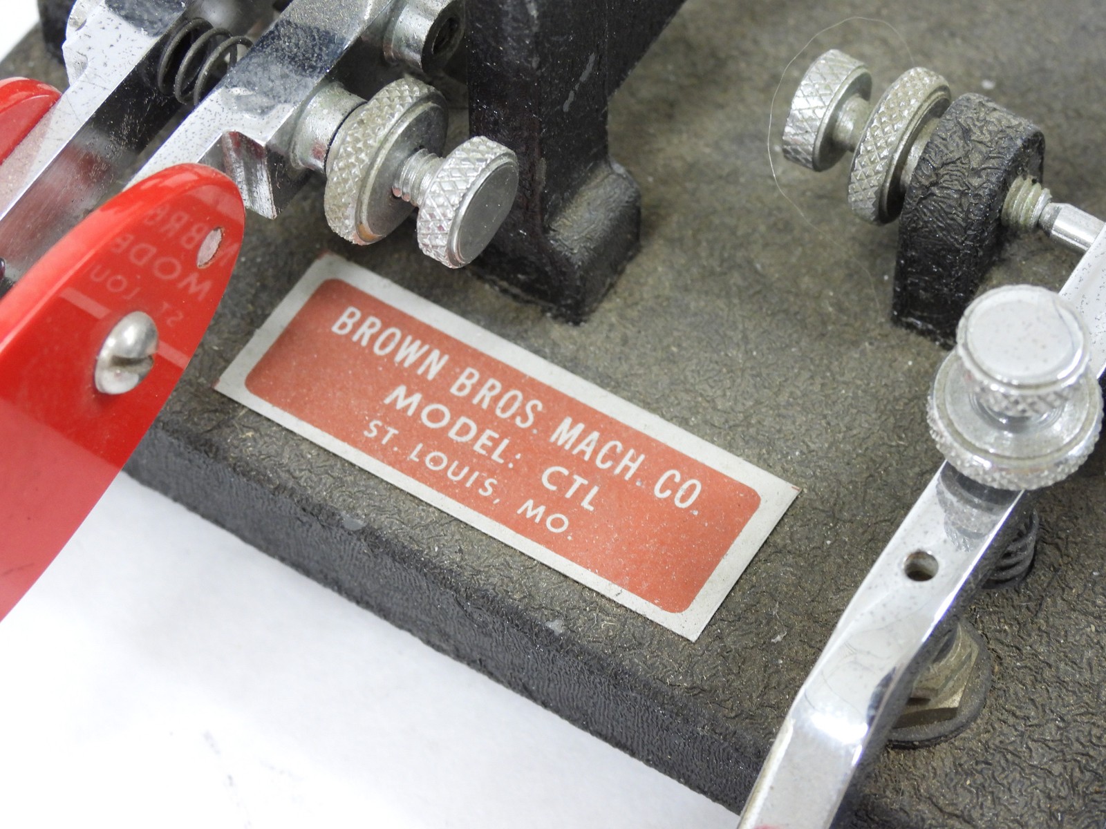 Brown Bros Mach CTL Vintage Ham Radio Double Straight Paddle Key + Cable (nice)