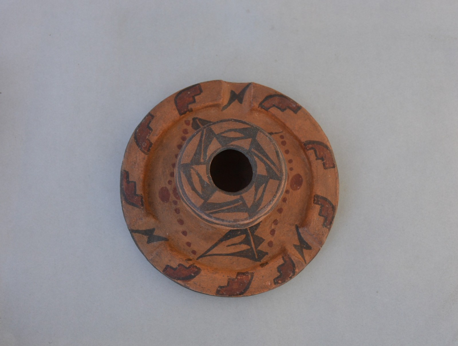 Old Zia Pueblo Pot - Beautifully Hand Painted - 5 1/2" Across - 2" Tall