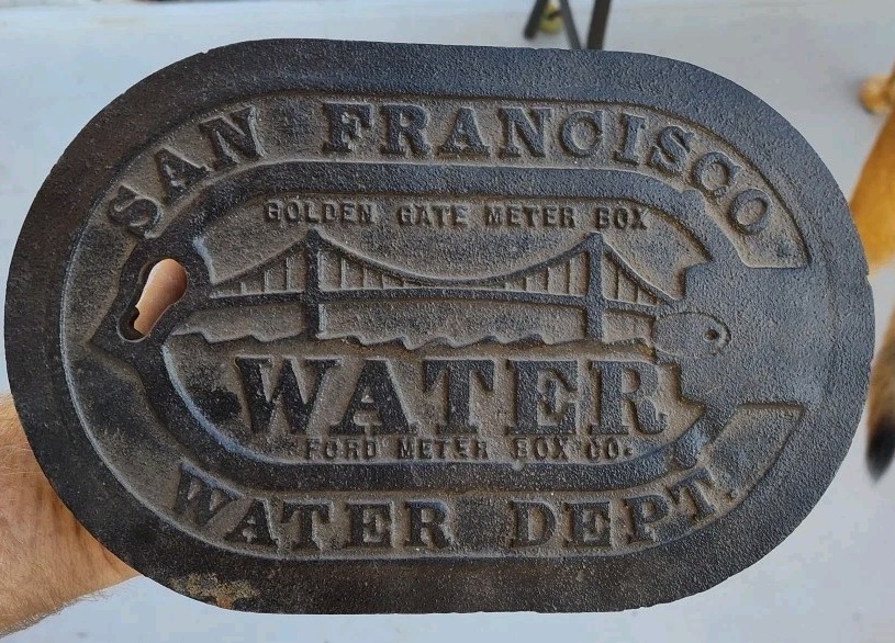 Old 10" Cast Iron Meter Cover  San Francisco Water Dept. Golden Gate Ford Meter