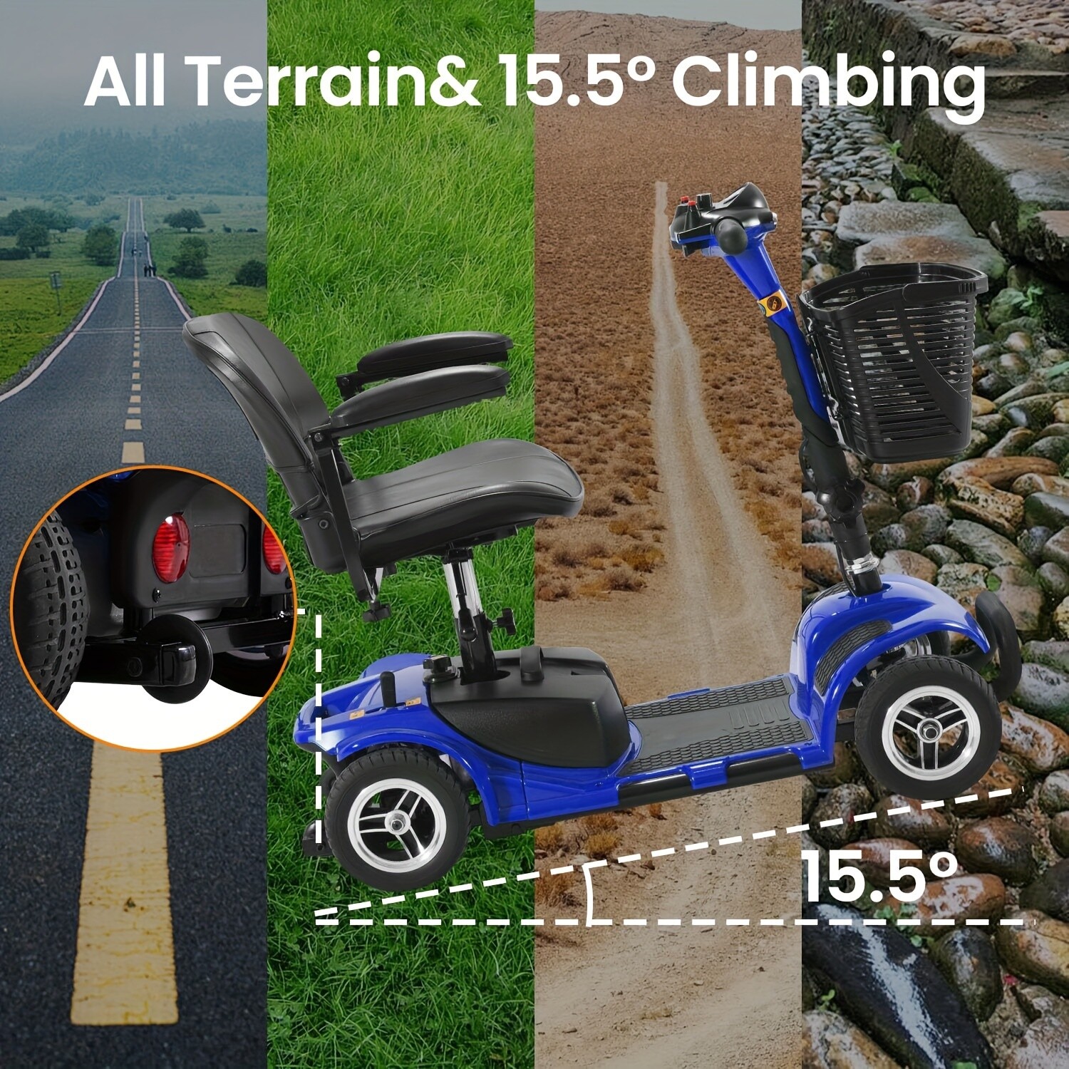 Used 4 Wheels Mobility Scooter Heavy Duty Electric Wheelchair for All Terrain