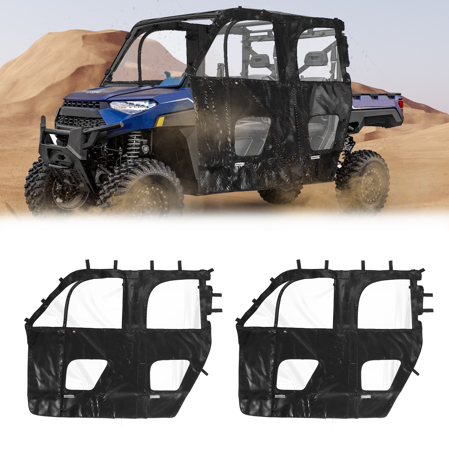 UTV Soft Cab Enclosure Full Door for Polaris Ranger CREW XP 1000 19-24